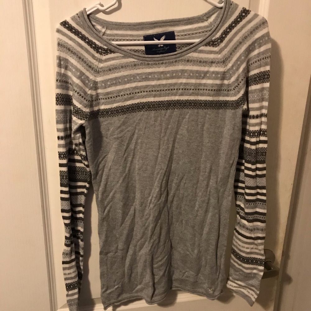 Gray Striped Long-Sleeve